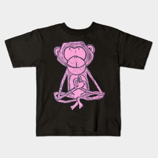 Monkey, pink cheeky monkey on ochre background. Kids T-Shirt